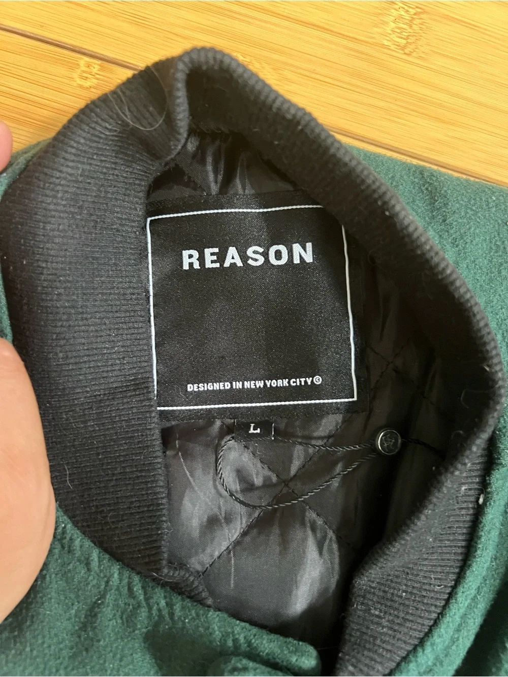 Reason Green & Cream Patchwork Varsity Bomber Jacket